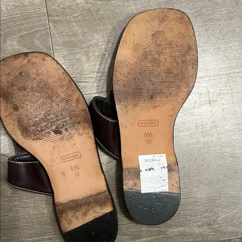 Coach Dark Brown Women Flip-Flops - Picture 3 of 3